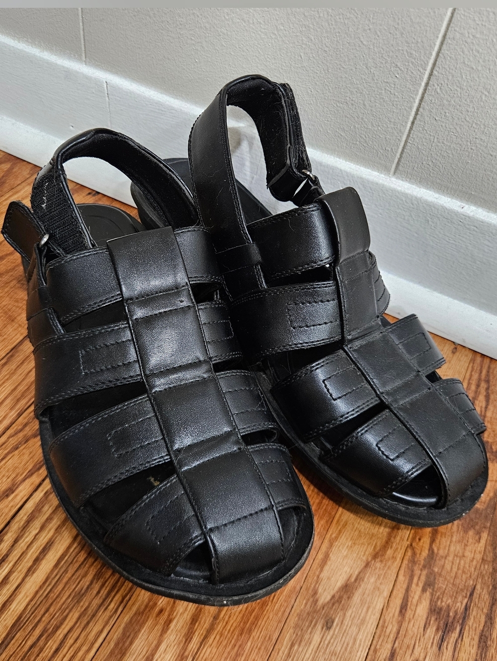 Alfani Mens Sandals Boca 7 7M Vegan Leather Black Ankle Strap Casual Beach